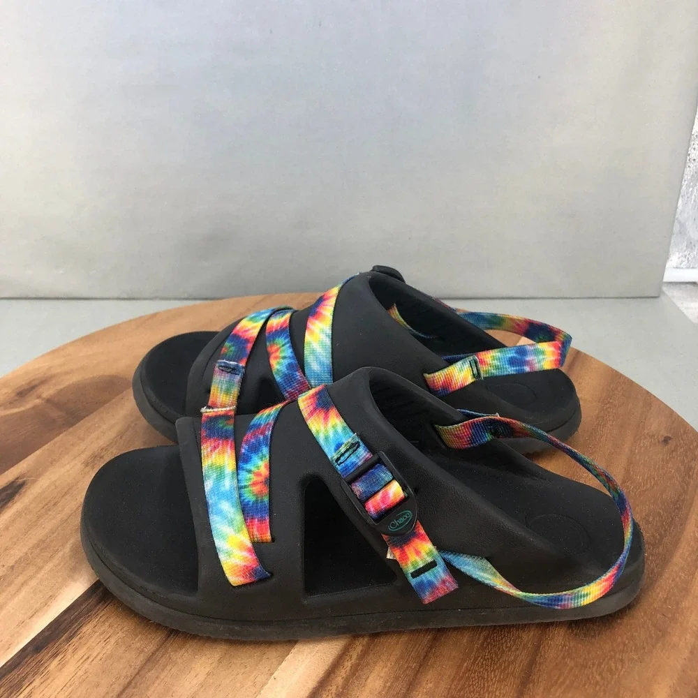 Chaco Chillos Sport Sandals Tie Dye Youth Size 6 Black Multicolor Adjustable